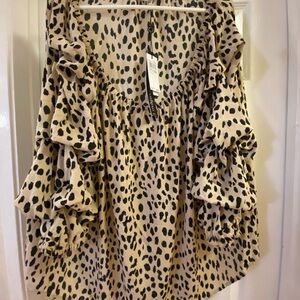Leopard Print Ruffle Blouse